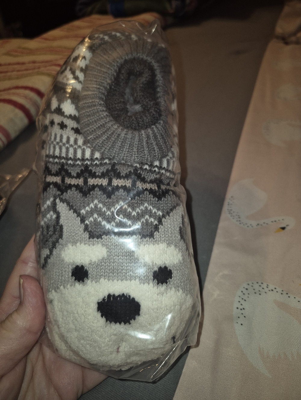 Ladies Cozy Terrier Slipper Socks - Grey